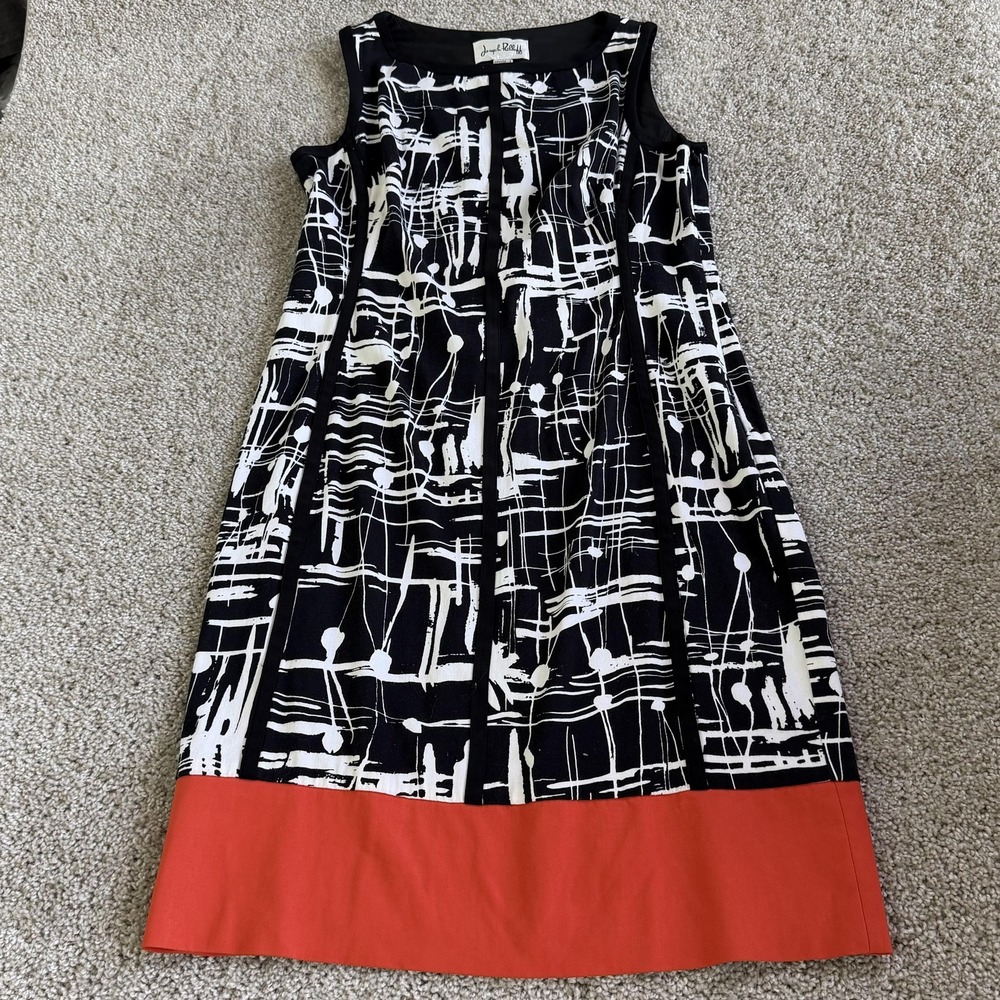 Joseph Ribkoff Dress Womens 8 Black Geometric Sleeveless Colorblock A-Line